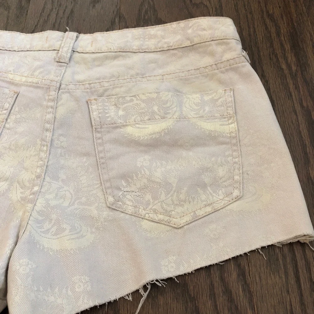 Free People Floral Cream Print Cutoff Jean Shorts